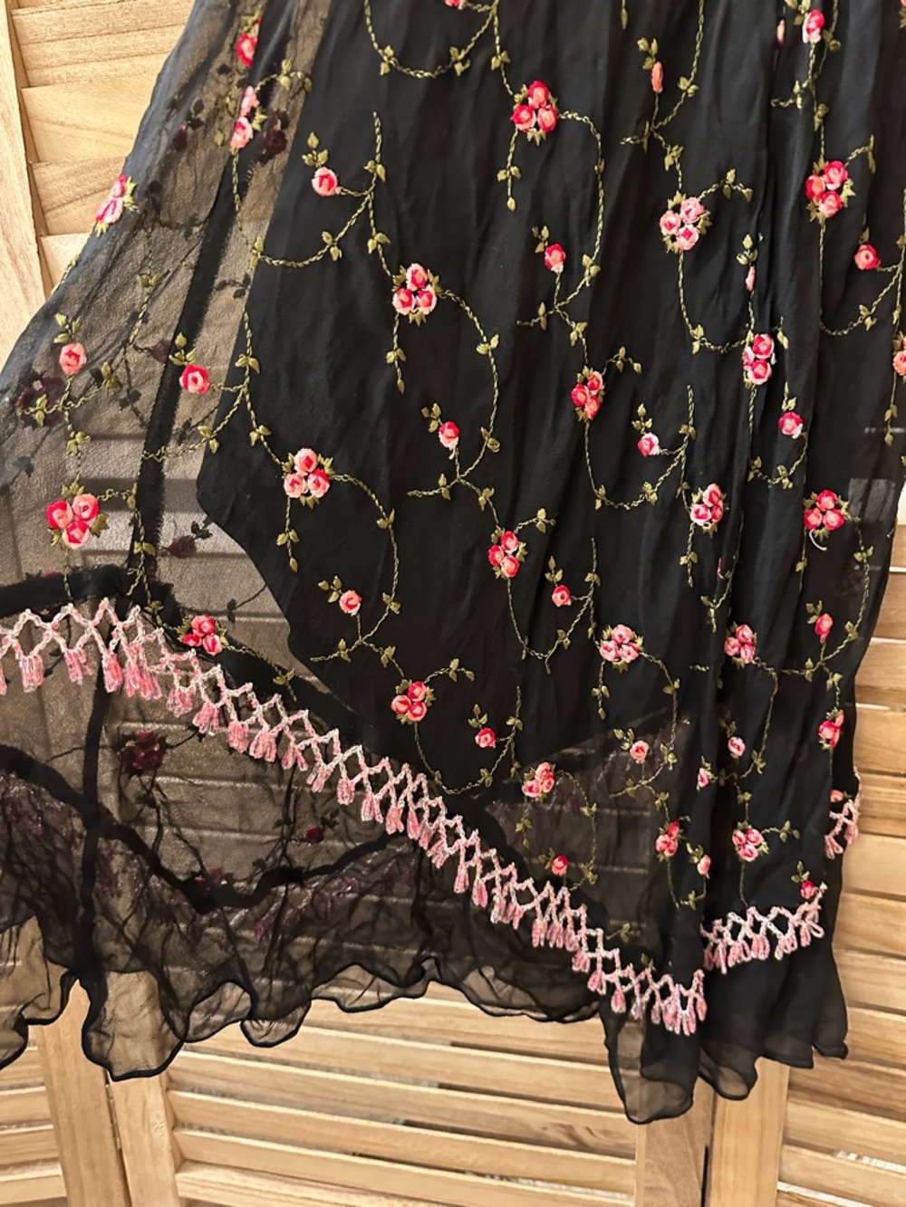 Betsey Johnson Real Vintage Slip Floral Beaded Babydoll Dress size S - Picture 7 of 8